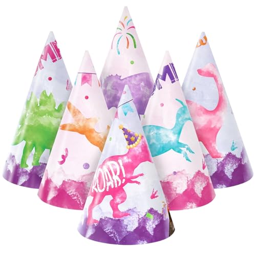 WERNNSAI Dinosaurier-Geburtstagsparty-Hüte – 12 Stück Geburtstagsparty-Zubehör, Kegelhut, Stirnbänder, bunte Papier-Partyhüte für Kinder, Mädchen, rosa Dinosaurier-Geburtstagsdekorationen WERNNSAI Dinosaurier-Geburtstagsparty-Hüte – 12 Stück Geburtstagsparty-Zubehör, Kegelhut, Stirnbänder, bunte Papier-Partyhüte für Kinder, Mädchen, rosa Dinosaurier-Geburtstagsdekorationen von WERNNSAI