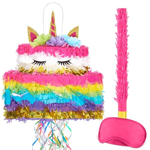 WERNNSAI Einhorn Pinata – Einhorn Kuchen Geburtstags Piñata Kinder Mädchen Regenbogen Kuchen Piñata mit Quasten Augenmaske Stick Geburtstagsparty Deko Kindergeburtstags Partyspiel Zubehör Faltbar WERNNSAI Einhorn Pinata – Einhorn Kuchen Geburtstags Piñata Kinder Mädchen Regenbogen Kuchen Piñata mit Quasten Augenmaske Stick Geburtstagsparty Deko Kindergeburtstags Partyspiel Zubehör Faltbar von WERNNSAI