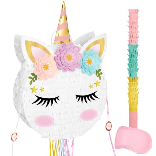 WERNNSAI Einhorn-Pinata – Faltbare Pinata mit Augenbinde und Fledermaus für Mädchen, Partyzubehör für Kinder mit Einhornmotiv, faltbare Pinata mit Zugschnur für Einhorn-Geburtstagsfeiern. WERNNSAI Einhorn-Pinata – Faltbare Pinata mit Augenbinde und Fledermaus für Mädchen, Partyzubehör für Kinder mit Einhornmotiv, faltbare Pinata mit Zugschnur für Einhorn-Geburtstagsfeiern. von WERNNSAI