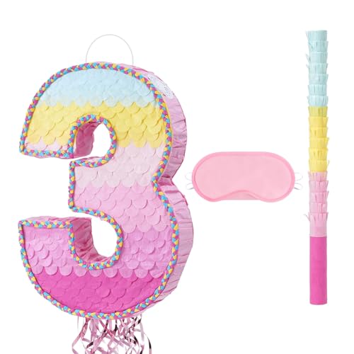 WERNNSAI Geburtstags Piñata – Regenbogen Piñata für 3-jährige Mädchen Junge Kinder Rosa Piñata mit Augenmaske Stab Quaste und Kordelzug Partydekoration Spielen WERNNSAI Geburtstags Piñata – Regenbogen Piñata für 3-jährige Mädchen Junge Kinder Rosa Piñata mit Augenmaske Stab Quaste und Kordelzug Partydekoration Spielen von WERNNSAI