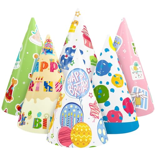 WERNNSAI Geburtstagsparty-Hüte – bunte Kegelhüte für Kinder, Jungen, Mädchen, Party-Kopfbedeckung für Geburtstagsparty, Dekoration, Zubehör, 12 Stück WERNNSAI Geburtstagsparty-Hüte – bunte Kegelhüte für Kinder, Jungen, Mädchen, Party-Kopfbedeckung für Geburtstagsparty, Dekoration, Zubehör, 12 Stück von WERNNSAI