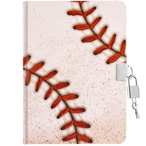 WERNNSAI Kindertagebuch für Jungen, Baseballtagebuch leuchtendes Kindertagebuch, Reisentagebuch für Jungen mit Schloss und Schlüssel, Schultagebuch A5 liniert, Notizblock zum Schreiben und Zeichnen von WERNNSAI