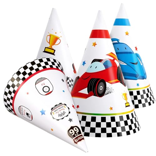 WERNNSAI Partyhüte Für Geburtstage Mit Rennautos - 12 Teiliges Rennparty Zubehör Kopfbedeckungen Aus Papierkegelhüten Für Kinder Jungen Karierte Rennen Party Dekoration WERNNSAI Partyhüte Für Geburtstage Mit Rennautos - 12 Teiliges Rennparty Zubehör Kopfbedeckungen Aus Papierkegelhüten Für Kinder Jungen Karierte Rennen Party Dekoration von WERNNSAI