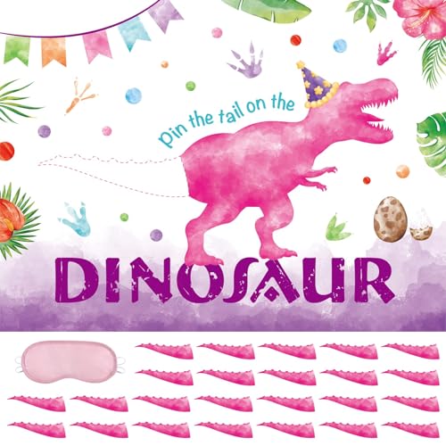 WERNNSAI Pin The Tail on the Dinosaur Game – Dino-Themen-Party-Spiele für Mädchen und Kinder, 53 x 72 cm, Dinosaurier-Poster, 24 Stück, rosa Schwänze, Aquarell-Dinosaurier, Geburtstagsparty-Zubehör WERNNSAI Pin The Tail on the Dinosaur Game – Dino-Themen-Party-Spiele für Mädchen und Kinder, 53 x 72 cm, Dinosaurier-Poster, 24 Stück, rosa Schwänze, Aquarell-Dinosaurier, Geburtstagsparty-Zubehör von WERNNSAI