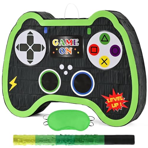 WERNNSAI Videospiel Controller Piñata-Game Party Zubehör Piniata mit Augenbinde und Fledermaus für Jungen Kinder Gaming Themen Geburtstags Party Spiel Karnevalsaktivitäten Dekorationen 40 x 31 x 8cm von WERNNSAI