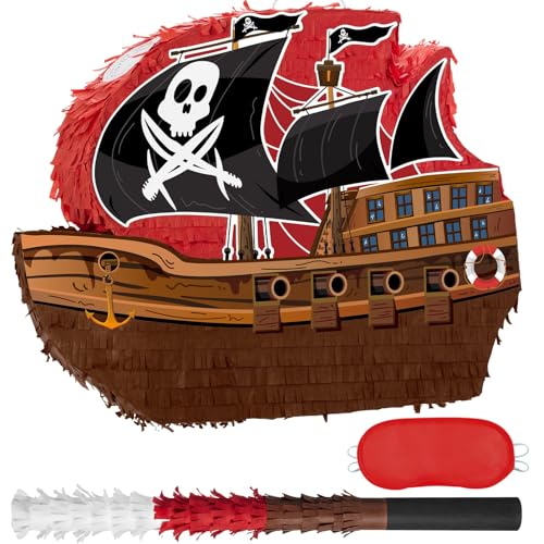 WERNNSAI Piraten Piñata – Piratenschiff Piñata mit Augenbinde und Schlagstock für Jungen und Kinder karibische Piraten Partygeschenke für Geburtstage Dekorationen Familienspiele Piratenpartyzubehör WERNNSAI Piraten Piñata – Piratenschiff Piñata mit Augenbinde und Schlagstock für Jungen und Kinder karibische Piraten Partygeschenke für Geburtstage Dekorationen Familienspiele Piratenpartyzubehör von WERNNSAI