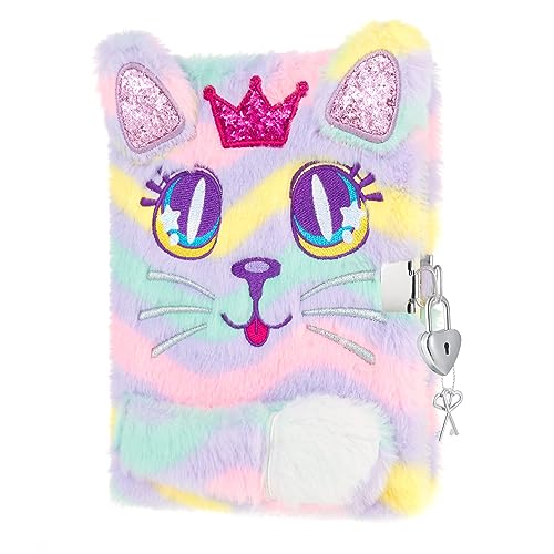 WERNNSAI Plush Cat Diary with Lock and Keys - Girls Journal with Lock Diary for Girls Kids Gift for Birthday Christmas School A5 Kids Journal Secret Diary Writing Drawing Notepad von WERNNSAI