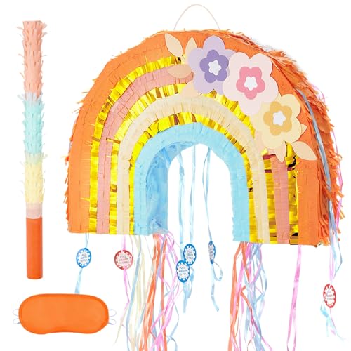 WERNNSAI Regenbogen-Piñata mit Zugschnur – Regenbogen-Piñata mit Augenbinde und Fledermaus für Mädchen, Kinder, Piñata, Boho, Regenbogen, Geburtstagsparty, Dekoration, Zubehör, Mini-Piñata, faltbar, WERNNSAI Regenbogen-Piñata mit Zugschnur – Regenbogen-Piñata mit Augenbinde und Fledermaus für Mädchen, Kinder, Piñata, Boho, Regenbogen, Geburtstagsparty, Dekoration, Zubehör, Mini-Piñata, faltbar, von WERNNSAI