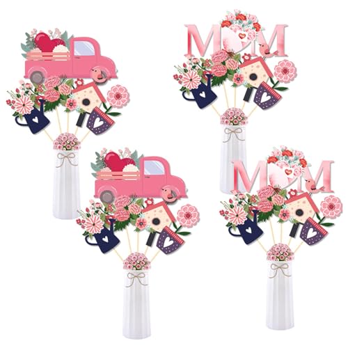 WERNZATT-60PCS Happy Mother's Day Dekoration Cupcake Toppers Papier Cupcake Vase Füller für Muttertag Party Supplies (60PCS-Pink, One Size) von WERNZATT