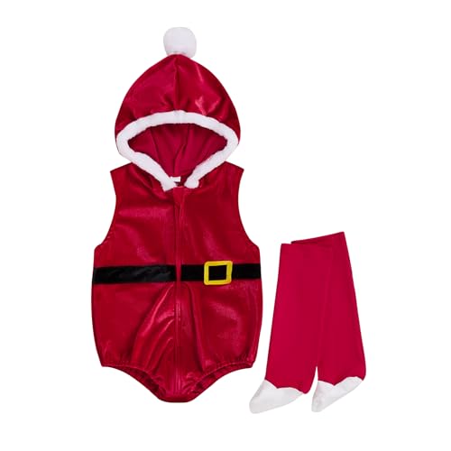 WERNZATT Baby-Halloween-Kostüme für Kleinkinder, Mädchen, Jungen, Tier-Cosplay-Outfits, flauschig, warm, lustig, mit Reißverschluss und Beinstulpen (Weihnachtsrot, 18-24 Monate) von WERNZATT