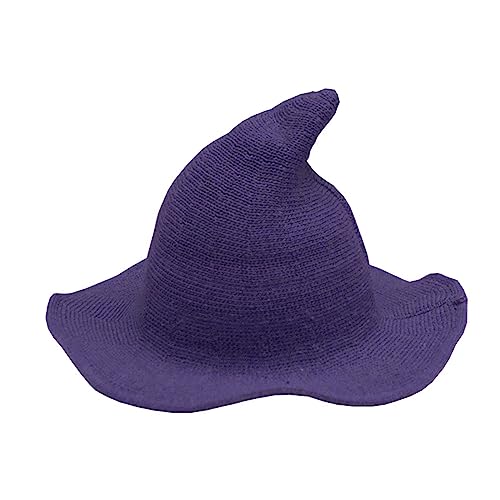 WERNZATT-Frauen Halloween Hexe Hut Wolle gestrickt Kappe für Party Maskerade Cosplay Accessoire Halloween Hexe Kostüm (Kids Dark Purple, Kids) von WERNZATT