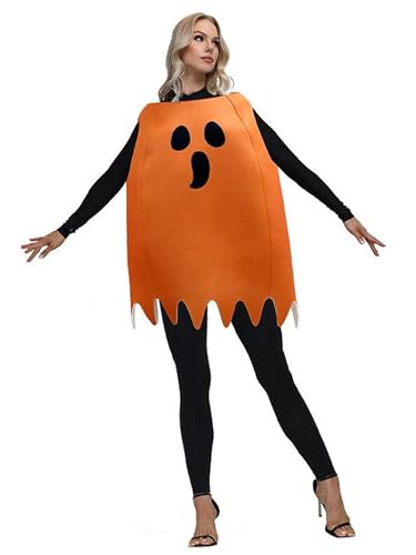 WERNZATT Geister-Kostüm für Erwachsene, Halloween, Geister-Spaß, Cosplay, Outfit, ausgefallenes gruseliges Verkleiden, Halloween, Rave-Party-Kostüme (Orange, Einheitsgröße) von WERNZATT