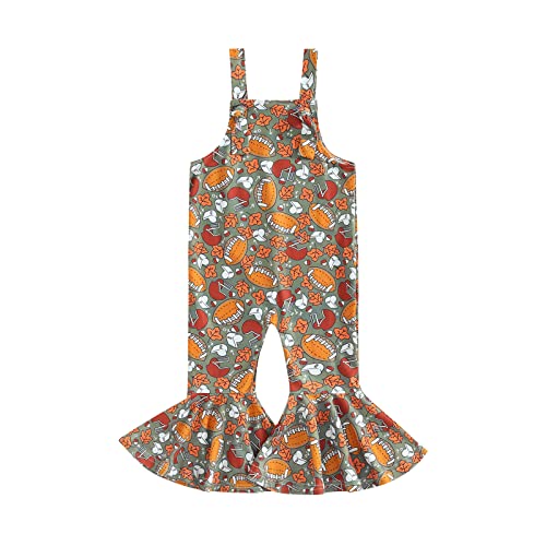 WERNZATT Halloween Baby Mädchen Outfit Kürbis Geist Gedruckt Pender Romper Overalls Jumpsuit Glocke Boden Hosen Kleinkind Kleidung (Blue Rugby, 12-18 Months) von WERNZATT