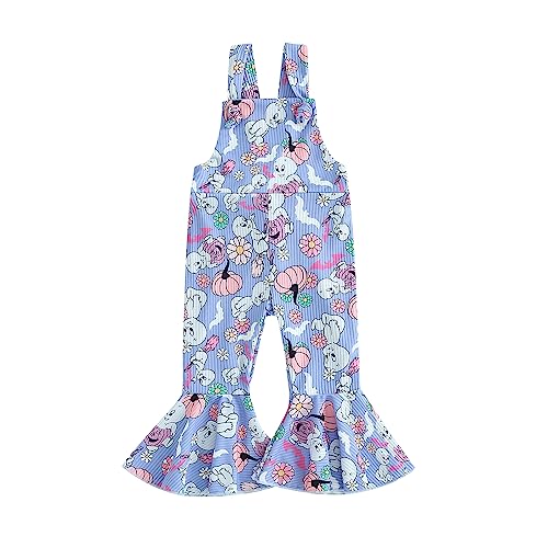 WERNZATT Halloween Baby Mädchen Outfit Kürbis Geist Gedruckt Pender Romper Overalls Jumpsuit Glocke Boden Hosen Kleinkind Kleidung (Purple, 18-24 Months) von WERNZATT