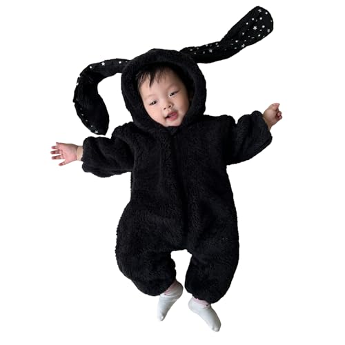WERNZATT-Karneval Ostern Babywear lange Ärmel mit Kapuze Hasenohren Bodysuit Party Cosplay Kostüm für 0-3 Jahre Baby (Schwarz, 18-24 Months) von WERNZATT