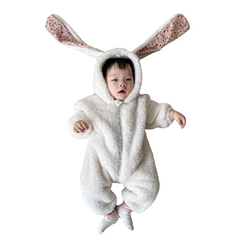 WERNZATT-Karneval Ostern Babywear lange Ärmel mit Kapuze Hasenohren Bodysuit Party Cosplay Kostüm für 0-3 Jahre Baby (Weiß, 18-24 Months) von WERNZATT