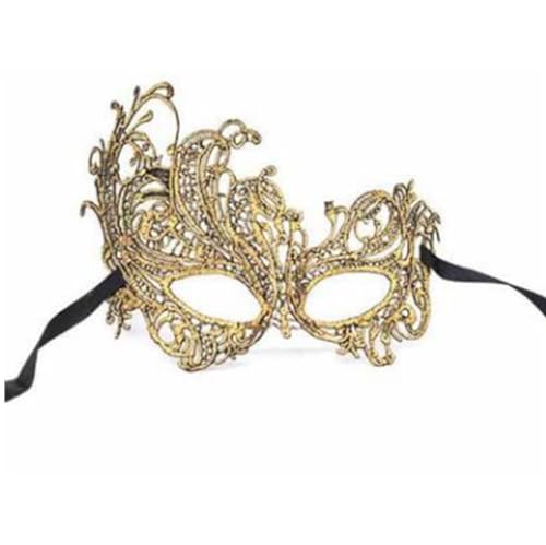 WERNZATT-Maskerade Masken Goldene Karneval Masken Metall Venedig Party Masken Halloween Kostüm Zubehör für Frauen Mädchen (Gold, One Size) von WERNZATT