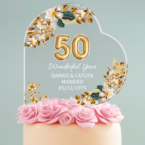 WERWAES Cake Topper Personalisiert - Acryl Hochzeit & Geburtstag Tortendeko - Individueller Tortenstecker für Hochzeitstorte & Geburtstagskuchen - Tortentopper mit Namensgravur (Style-3) von WERWAES