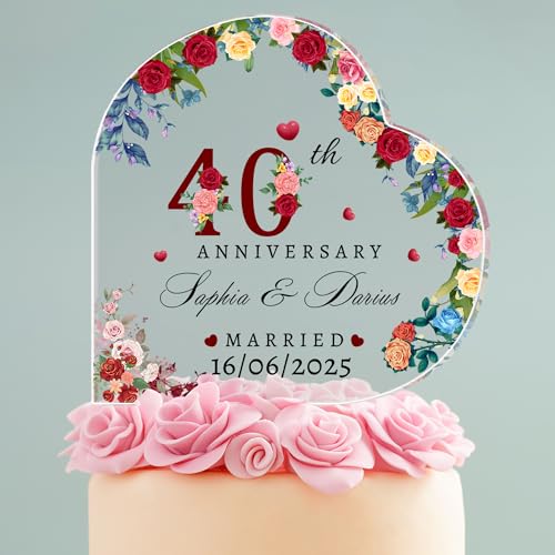 WERWAES Cake Topper Personalisiert - Acryl Hochzeit & Geburtstag Tortendeko - Individueller Tortenstecker für Hochzeitstorte & Geburtstagskuchen - Tortentopper mit Namensgravur (Style-4) von WERWAES