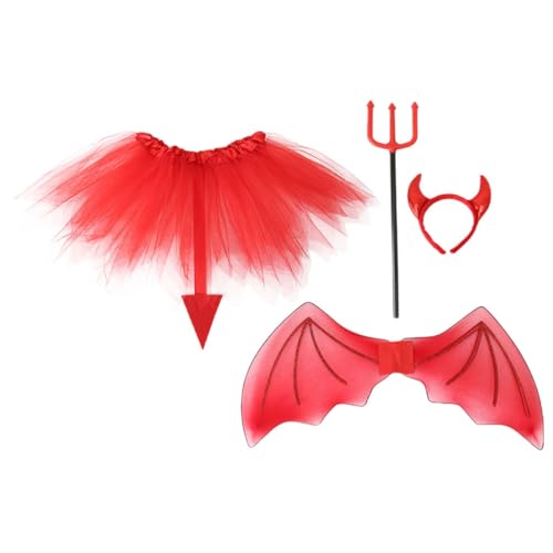 WESIEVYA Halloween und Mädchen Teufel Kostüm Set Flügel Cosplay Teufelszubehör für Karneval von WESIEVYA