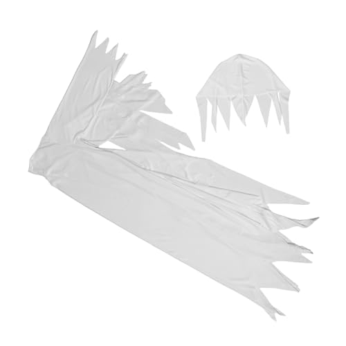 WESIEVYA 1 Satz Weißes Gespenster Kostüm mit Kopfbedeckung für Halloween Unheimliches Outfit für Cosplay Bühnenaufführungen WESIEVYA 1 Satz Weißes Gespenster Kostüm mit Kopfbedeckung für Halloween Unheimliches Outfit für Cosplay Bühnenaufführungen von WESIEVYA