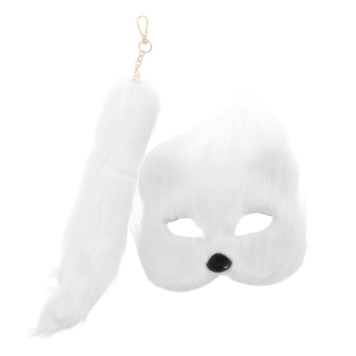 WESIEVYA 1 Set Fuchsmaskenschwänze Prop Fuchs Cosplay Maske Fuchs Kostüm Zubehör Maskenball Maske Tiermasken Halloween Augenmaske Flauschige Maske Halloween Party Masken Karnevalsmaske von WESIEVYA