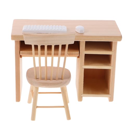 WESIEVYA 1 Set Miniatur-Büromöbel-Set, Mini-Bürotisch und -Stuhl, Simulation, Tastatur, Modell, Puppenhaus-Zubehör für Mini-Haus WESIEVYA 1 Set Miniatur-Büromöbel-Set, Mini-Bürotisch und -Stuhl, Simulation, Tastatur, Modell, Puppenhaus-Zubehör für Mini-Haus von WESIEVYA