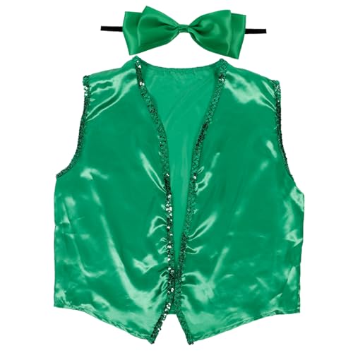 WESIEVYA Einzigartige Grüne Weste Für Das Patricks Day-party-outfit Mit Fliege Cosplay-verkleidung Für Alle Altersgruppen WESIEVYA Einzigartige Grüne Weste Für Das Patricks Day-party-outfit Mit Fliege Cosplay-verkleidung Für Alle Altersgruppen von WESIEVYA