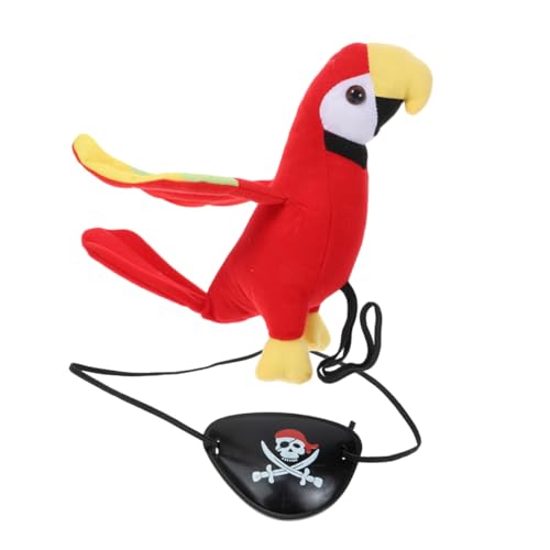 WESIEVYA 1 Set Piratenpapagei Vogelmodell, Piraten Augenklappen, Vogelornament, Piratenvogel Für Die Schulter, Plüschvogel Schulter, Papageienmodell, Piratenkostüm Zubehör, Ausgestopftes von WESIEVYA