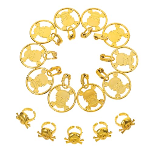 WESIEVYA 1 Set Piratenzubehör Karnevalsringe Ohrring Requisiten Party Ohrringe Ohrschmuck Stilvolle Ohrringe Fingerdekoration Festivalringe Retro Ring Fingerringe Ringe von WESIEVYA