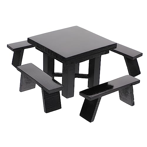 WESIEVYA 1 Set Puppenhaus Mini Holztisch Und Stuhl Requisiten Mini Schreibtisch Ornament Puppenmöbel Mini Holzschreibtisch Mini Holzstuhl Mini Hausbedarf Möbelmodell Mini Möbel von WESIEVYA