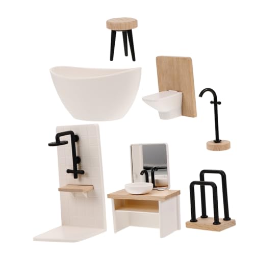 WESIEVYA Puppenhaus Badezimmer Set Miniatur Miniatur Möbel Set Für Puppenhaus Puppe Badezimmer Möbel 1 Set Von Miniatur Badezimmer von WESIEVYA
