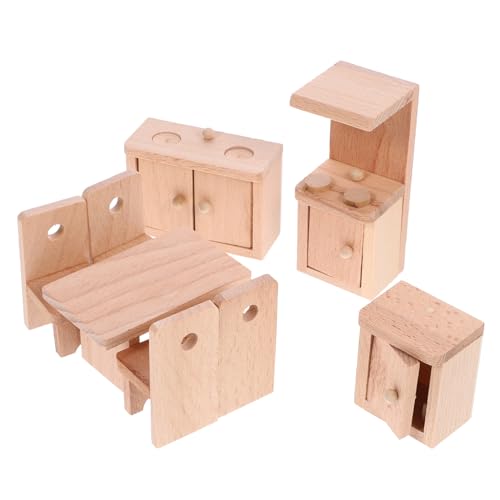 WESIEVYA 1 Set Restaurant Modellspielzeug, Rollenspielspielzeug, Mini Spielzeug, Miniatur Tisch Und Stühle, Mini Holzstuhl, Mini Zimmerspielzeug, Mini Hausmöbel, Miniatur Szenenzubehör, von WESIEVYA