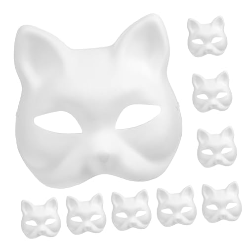 WESIEVYA 10 Stk Zellstoff-Maske katzenmaske hallowen masks faschings maske party masken Katzenkostüm für Erwachsene Katzensachen handbemalte maske selber machen Papiermasken zum Basteln von WESIEVYA