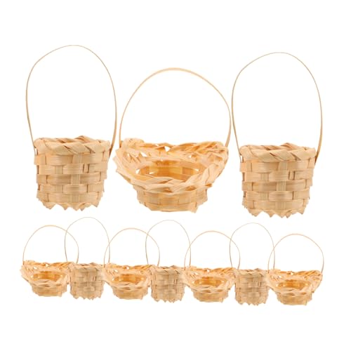 WESIEVYA 10 Stück Puppenhaus Aufbewahrungskorb Handgeflochtene Bambus Mini Körbe für Blumendekoration Osterdeko Spielzeuglagerung Vielseitig Einsetzbar von WESIEVYA