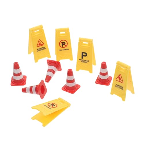 WESIEVYA 10stücke Teiliges Miniatur Verkehrszeichen Für Junge Mädchen Spielzeug Verkehrshütchen Mit Warnschildern Für Kreatives Lernen Und Modellbau Für Sandkasten Und Miniatur-szenen von WESIEVYA