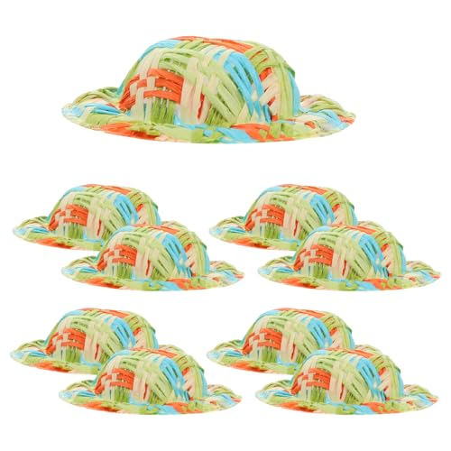 WESIEVYA Puppen-strohhüte-Set 10 Stück Mini-Imitation Gewebte Hüte Für Puppenhaus-miniaturen Bastel-Requisiten von WESIEVYA