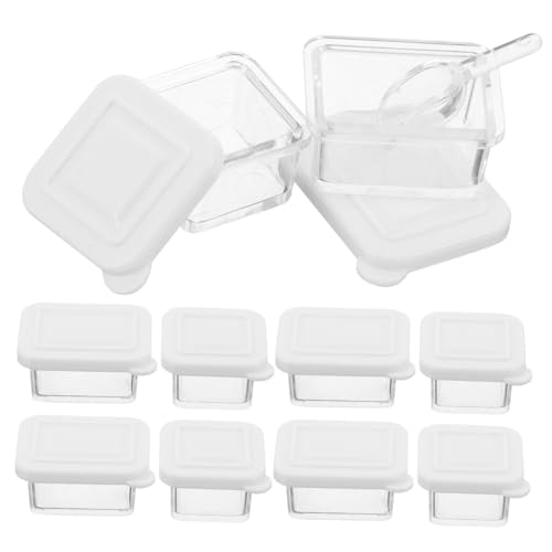 WESIEVYA 12 Sätze Teiliges Miniatur Dollhouse Zubehör Transparente Kunststoff Aufbewahrungsboxen mit Mini Lebensmittelbehältern und Schaufel Vielseitige Miniatur Deko für Puppenhaus und von WESIEVYA