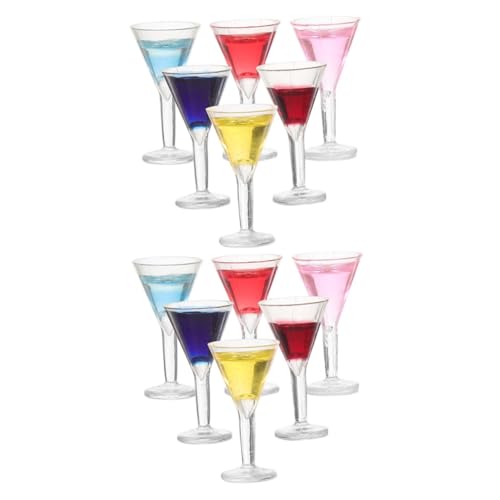 WESIEVYA 12 Stück Cocktailglas Puppe, Cocktailgläser, Miniatur Cocktail Simulation, Cocktail Modell, Kunstharz, Basteln, Cocktail, Kleine Weingläser, Miniatur Gläser, Mikro von WESIEVYA
