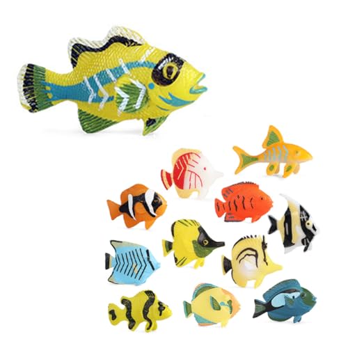 WESIEVYA 12 Teiliges Modellfisch Haushalts Meerestier, Meerestier, Zartes Kinderspielzeug, Dekoratives Kinderspielzeug, Kompaktes Meerestier Modell, Raumzubehör, Dekoratives Meerestier von WESIEVYA