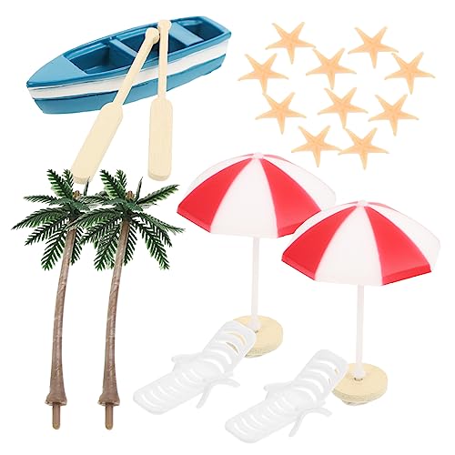 WESIEVYA Mini-Strand-deko-Accessoires Miniatur-strandstuhl Mini Mini-Boot Kleine Strand-Ornament Miniatur-Garten-Dekoration Mikro-landschafts-Set von WESIEVYA