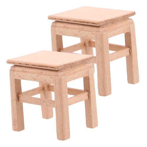 WESIEVYA Puppenhaus Miniatur Hocker Set Bezaubernder Mini Holzhocker Für Puppenhausszene Mini Stuhl Requisite von WESIEVYA