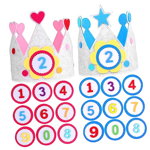 WESIEVYA 2 Sätze Filz-Kronen-Ornament Haustier Geburtstag Schutzhelme Kindermütze Eimerhut für Kleinkinder 3 kinderkleidung kleidung kid toys weihnachtsdeko kleine Kronen Filzstoff von WESIEVYA