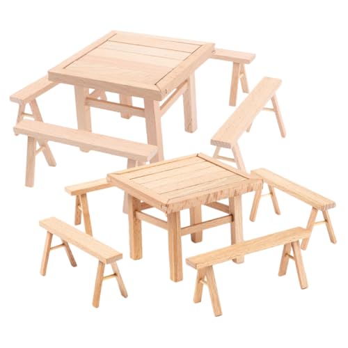 WESIEVYA 2 Sets Holztisch Und Stuhlmodell, Holzspielzeug Für DIY Zusammenbauspielzeug, Zusammenbau Puzzle, Holz 3D Puzzle Spielzeug, 3D Puzzles, Hauseinrichtung, Lustiges von WESIEVYA
