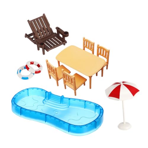 WESIEVYA 2 Sets Miniatur-puppenhaus-Pool Und Strand, Inklusive Mini-schwimmbecken, Strandschirm, Stuhl, Feengarten, Puppenhaus-zubehör, Dekoration WESIEVYA 2 Sets Miniatur-puppenhaus-Pool Und Strand, Inklusive Mini-schwimmbecken, Strandschirm, Stuhl, Feengarten, Puppenhaus-zubehör, Dekoration von WESIEVYA