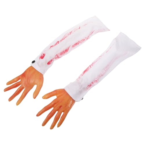 WESIEVYA 2 Stück Halloween Handprothese, Skeletthand, Requisite, Gefälschte Blutige Hände, Künstliche Hände, Kunstblutarme, Halloween Kunstarme, Simulationsarme, Hände, Simulierte von WESIEVYA