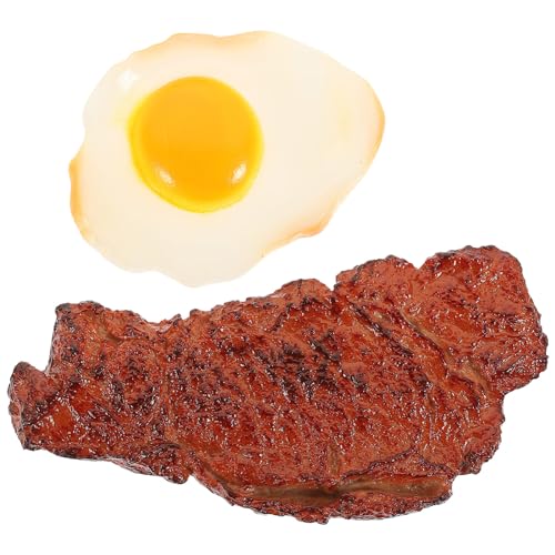 WESIEVYA 2 Stück Künstliches Steak und Spiegelei Modell Teiliges Realistische Imitation für Restaurantdekoration Fotografie Rollenspiel von WESIEVYA