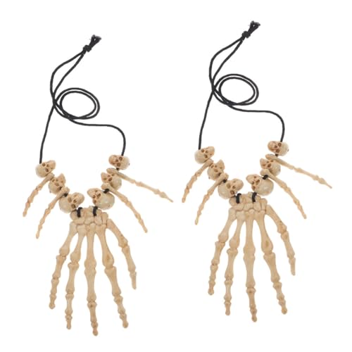 WESIEVYA 2 Stück Skeletthandknochen Halskette, Halskette, Anhänger Halskette, Halloween Schmuck, Halloween Kostüm Zubehör, Gruseliger Halsschmuck, Halloween Party Halskette, Halloween WESIEVYA 2 Stück Skeletthandknochen Halskette, Halskette, Anhänger Halskette, Halloween Schmuck, Halloween Kostüm Zubehör, Gruseliger Halsschmuck, Halloween Party Halskette, Halloween von WESIEVYA