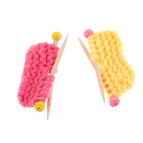 WESIEVYA 2 Stück Strickpullover Modell, Mohairgarn Zum Stricken, Handgefertigt, Gestrickte Puppe, Winzige Beanie, Mohairgarn Zum Häkeln, Mini Beanies, Gestrickte Mini Mütze, Ornamente, von WESIEVYA