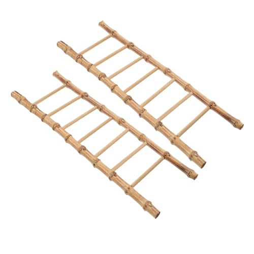 WESIEVYA 2 Stück Teiliges Mini Bambusleiter Set Vintage Design Kleine Puppenhaus Möbel Miniatur Treppen für Sandgarten DIY Landschaftsprojekte Micro Landschaft Zubehör von WESIEVYA